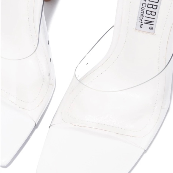 Womens pvc mules with with soles and golden heels. - Picture 4 of 4